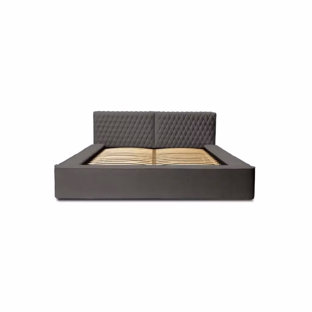 Letto contenitore VERNON Meublorama in tessuto bouclé color antracite, L 160 x P 200 cm, con rete sollevabile – 2