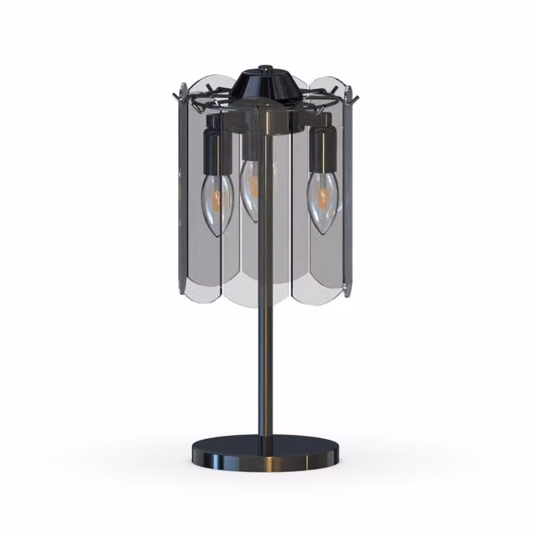 Lampada da tavolo moderna Nira, nero fumé, 3xE14x40W, vetro, dimensioni: 42x20x20 cm, IP20, Zuma Line