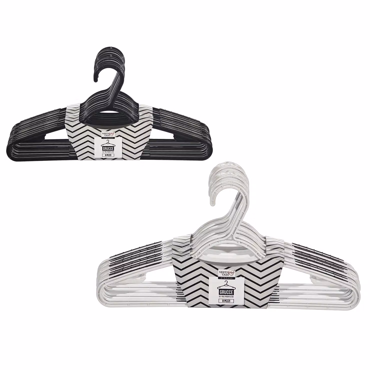 Vestiamo Casa - Set di 8 grucce in polipropilene antiscivolo bianche, L: 41,5 cm