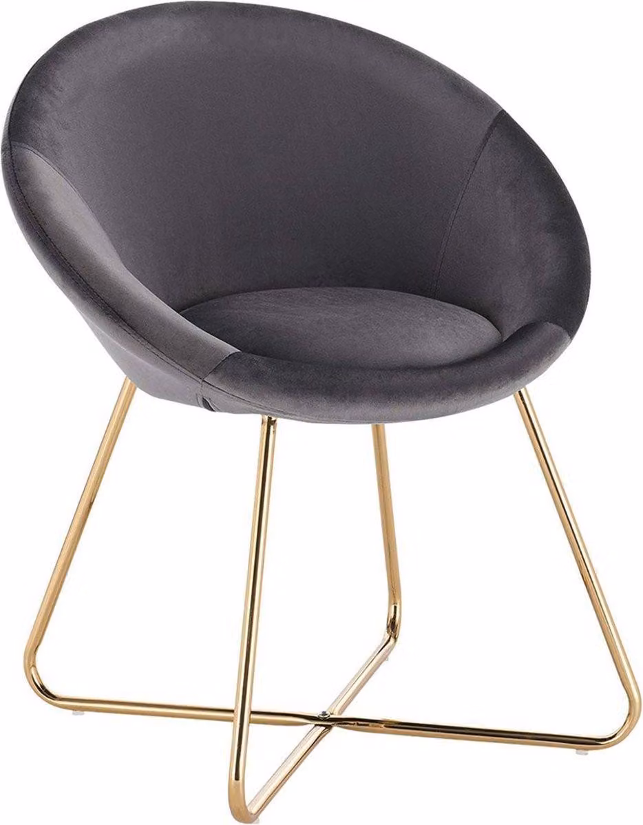 Sedia da pranzo Happyment Watford – Velluto grigio scuro – Gambe in metallo – Sedia singola – Deluxe – Con braccioli – Altezza seduta 44 cm – Moderna ed elegante – 1 pezzo