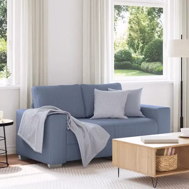 Divano Divanetto-Sofa Blu 120 cm Tessuto di Velluto a Coste