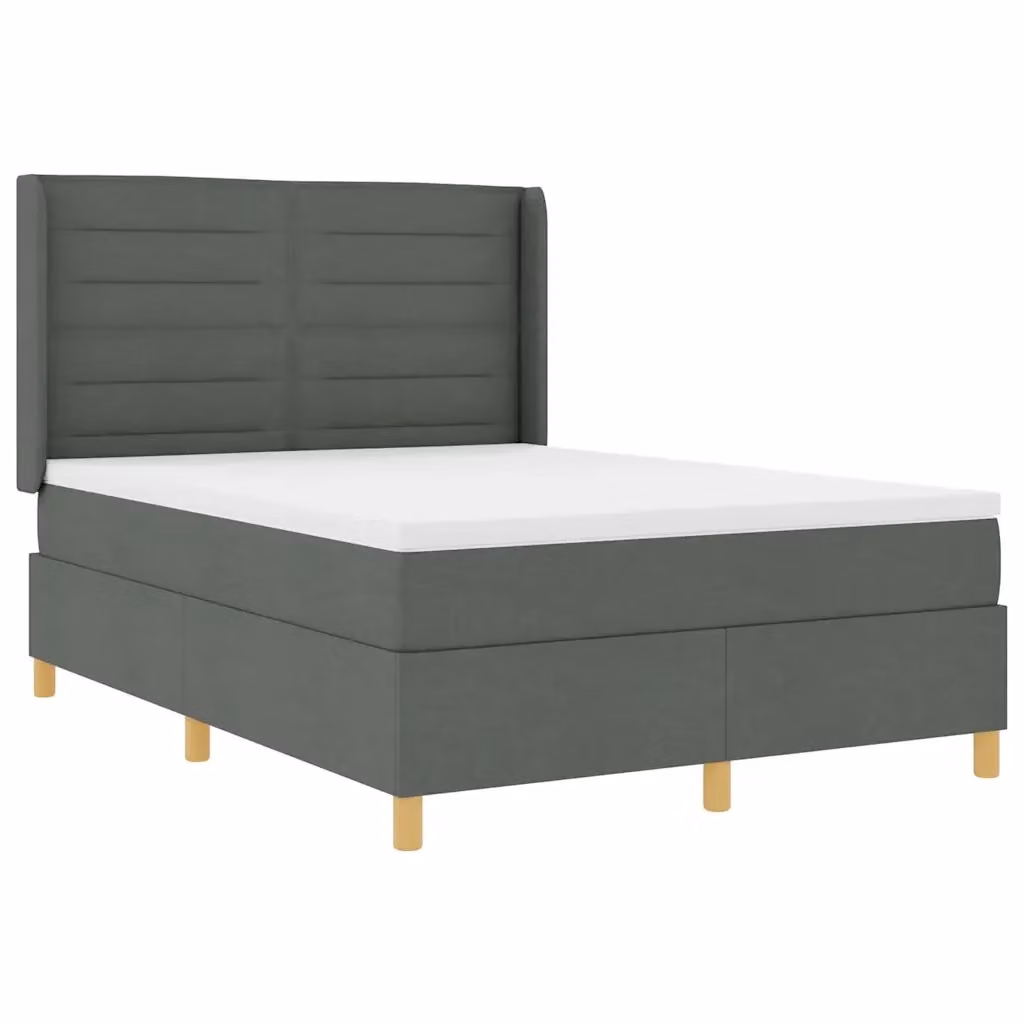Letto a molle vidaXL con strisce LED e porta USB, rivestimento in tessuto grigio, L/P: 140 x 190 cm – 2