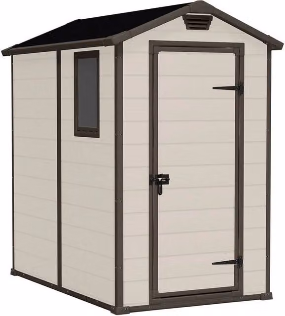 Keter Casetta da Giardino Manor in Resina con Finestra e Pavimento, Beige, L: 192 cm, P: 130 cm, H: 198 cm – 2