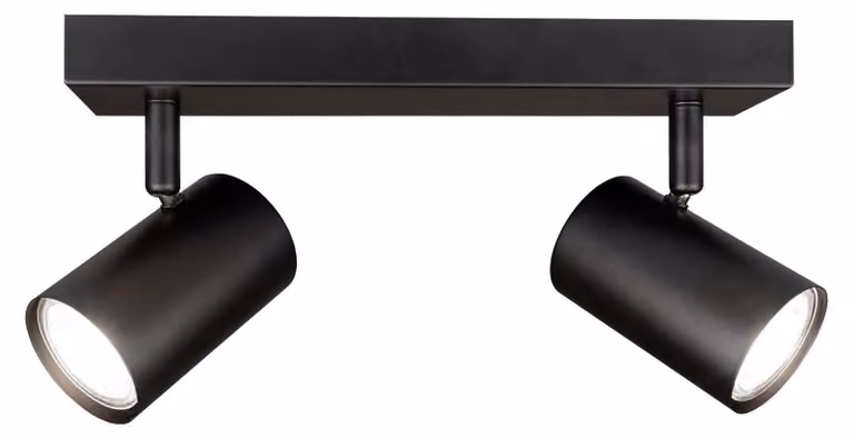 Ledvion, plafoniera a LED, colore nero, rettangolare, 2 luci, attacco GU10, 3W, luce bianca neutra