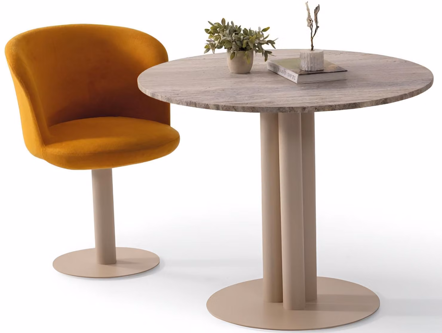 Stilvolle Esszimmergarnitur Designer Rundtisch Edler Sitzstuhl 2tlg