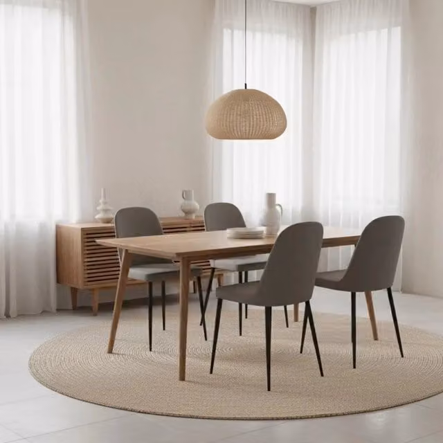 Set di 4 sedie da pranzo imbottite in tessuto soft touch effetto velluto grigio chiaro Gaelia con struttura in metallo facili da pulire | Duzzle