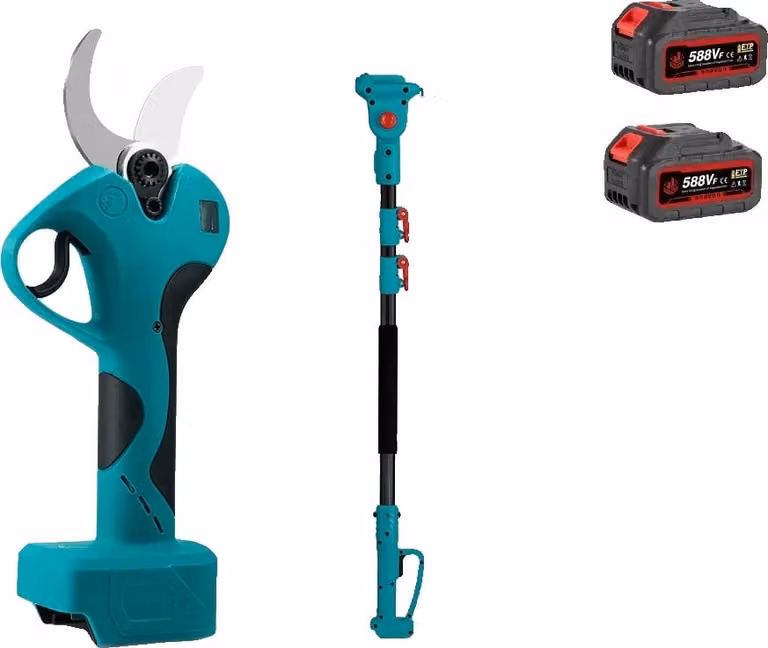 Taglia rami telescopico, motore brushless da 2800 W, diametro massimo di taglio 45 mm, 2 batterie 1 spina UE