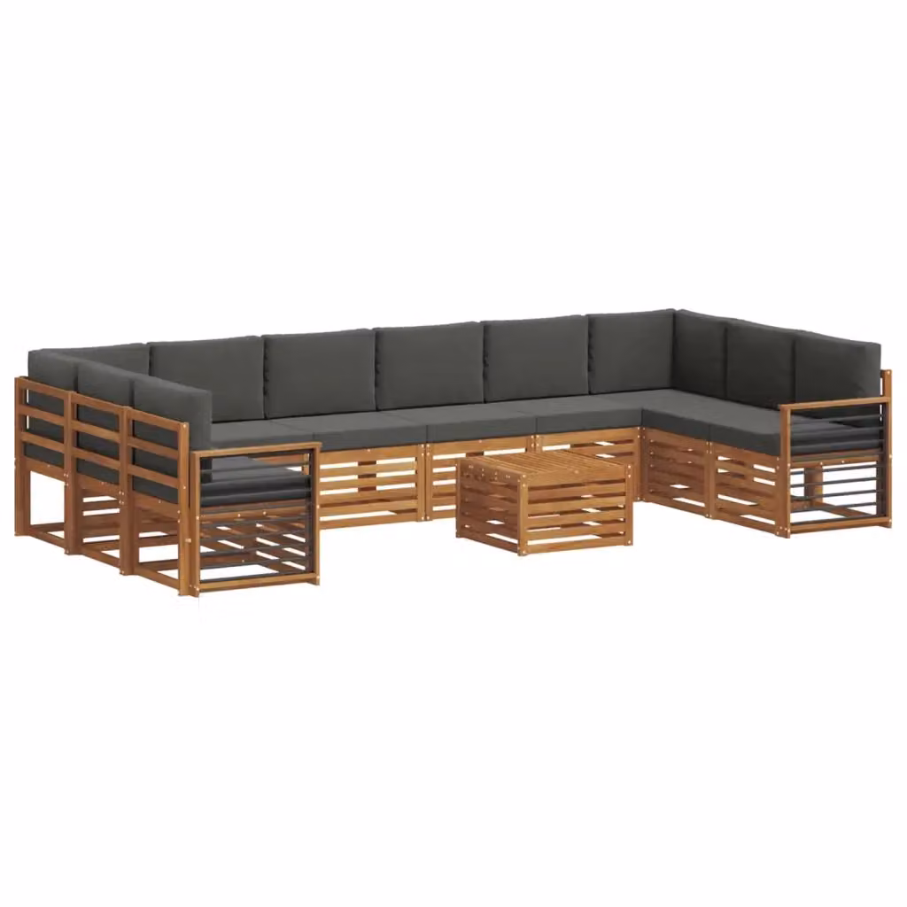 Set di divani da esterno a L vidaXL in legno di acacia con cuscini, colore Antracite e Beige – 2