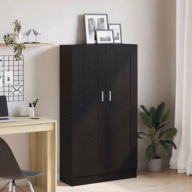 Armadio per libri moderno vidaXL in MDF, 3 livelli, Nero opaco, L: 82,5 cm, P: 30,5 cm, H: 150 cm