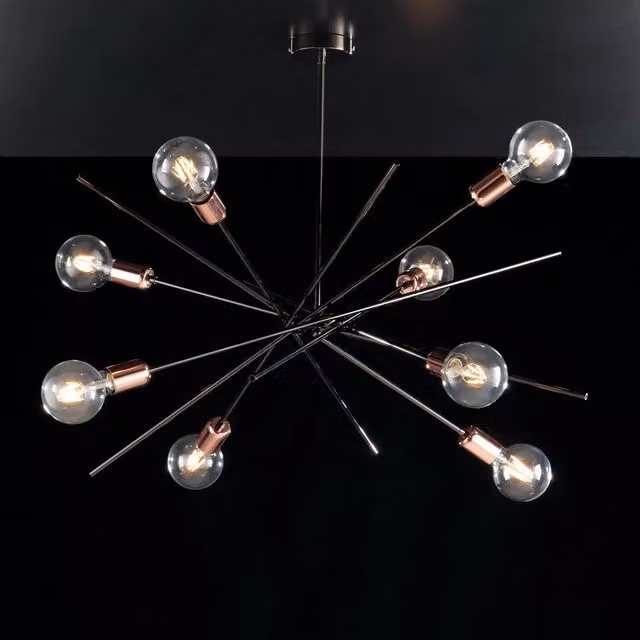 Plafoniera Moderna Bloom Metallo Cromo Nero Rame 8 Luci E27