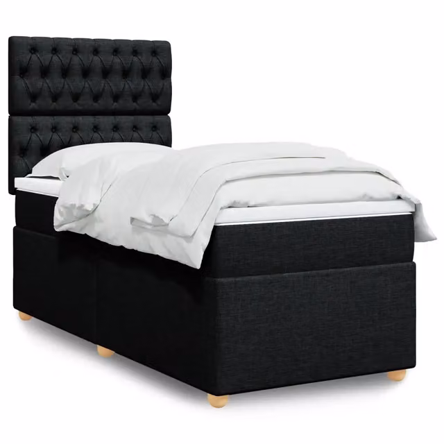 Letto Ibrido Moderno vidaXL con Materasso in Tessuto Nero e Bianco L/P/H: 90 x 190 x 150,5 cm – 1