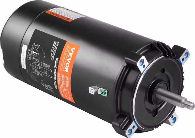 motore della pompa per piscina da 1,5 CV, telaio 56J, 115 V (13,6 ampere)/230 V (6,8 ampere) 3450 giri/min, 60 Hz, fattore di servizio 1,3, condensatore 90μF/250 V, motore di ricambio con flangia rotonda a rotazione antioraria