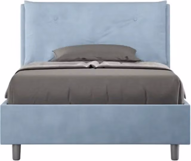 Letto una piazza e mezza con rete imbottito 120x190 microfibra azzurro Appia Large