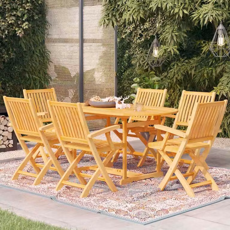 Set da pranzo da giardino vidaXL in legno di teak marrone, 7 pezzi