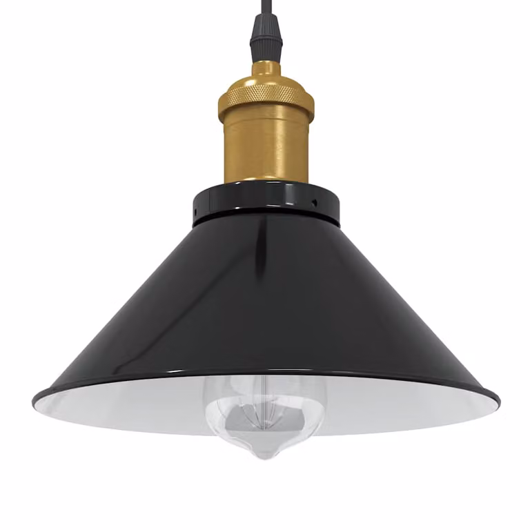 vidaXL Lampada a Sospensione Regolabile in Metallo per E27, Colore Nero, Ø 22 cm