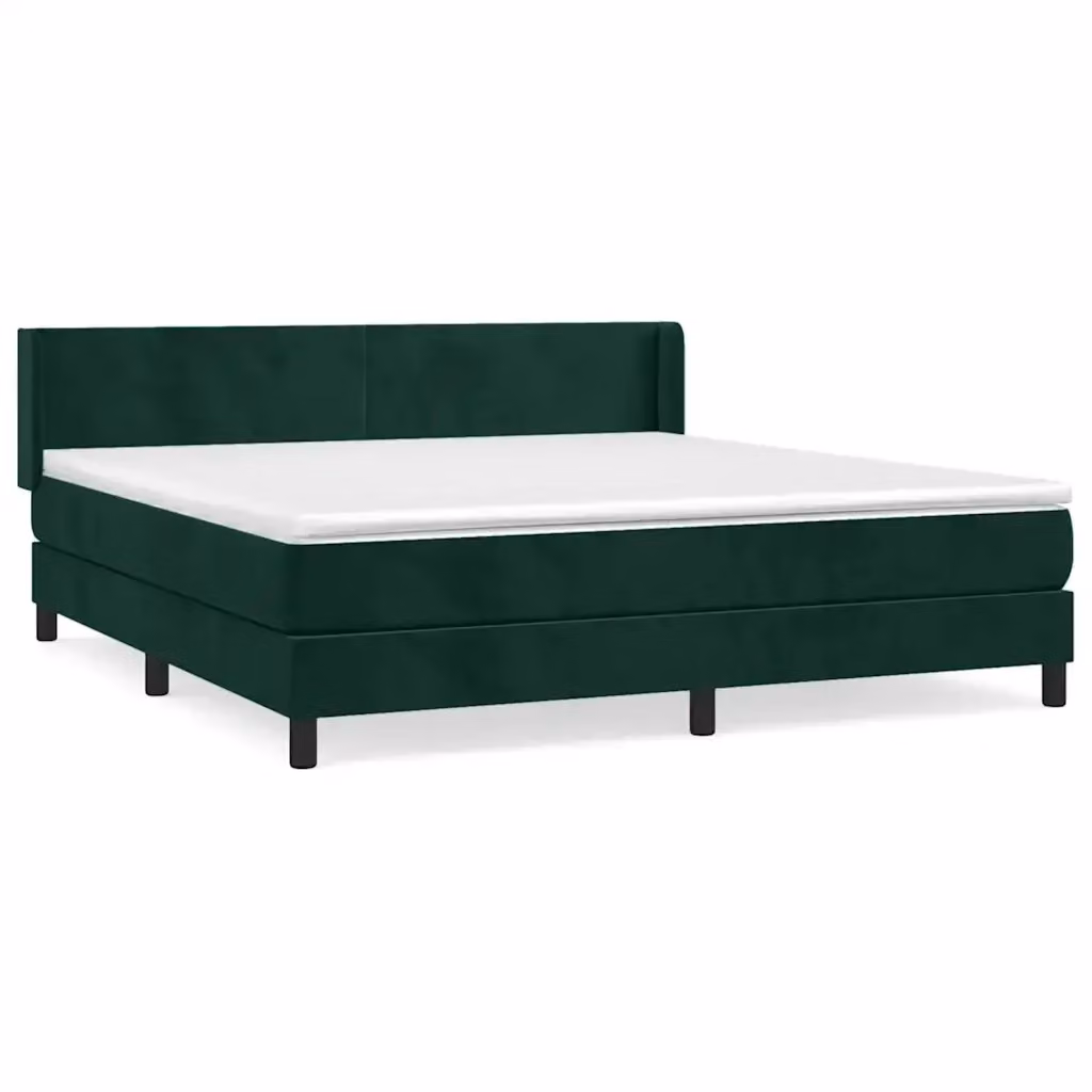 vidaXL Giroletto a Molle con Materasso Ibrido in Velluto Verde Scuro e Legno di Larice L/P/H: 160 x 200 x 88 cm – 2