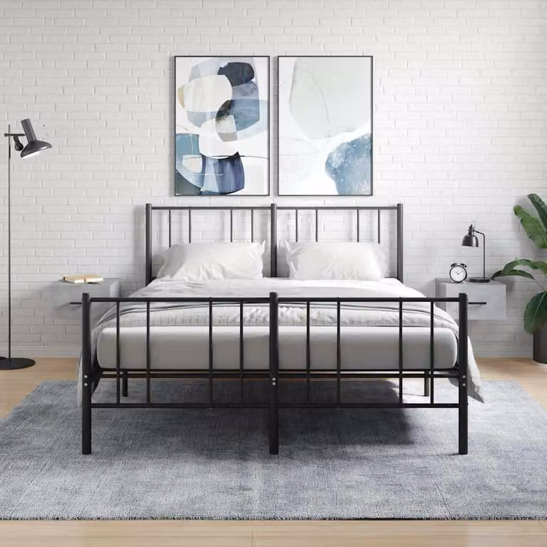 Set di 2 comodini da parete vidaXL in legno, colore grigio cemento, L 35 x P 35 x H 20 cm