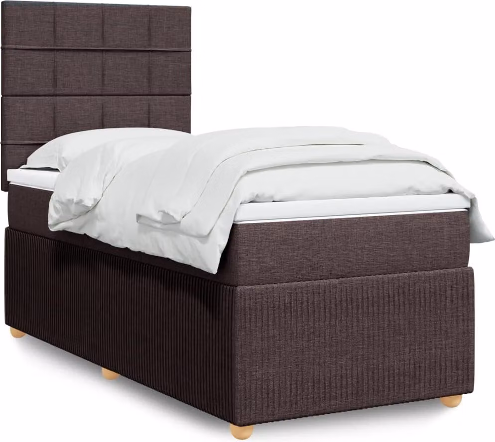 Maison Exclusive - Letto boxspring con materasso marrone scuro 100x200 cm tessuto