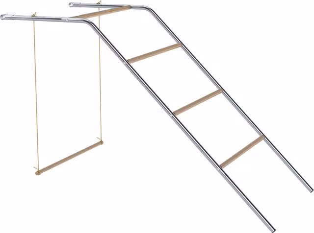 Posatoio per galline PawHut a 5 livelli in legno di pino e acciaio con scala e altalena, Colore: argento, L: 82 cm, H: 150 cm, P: 110 cm