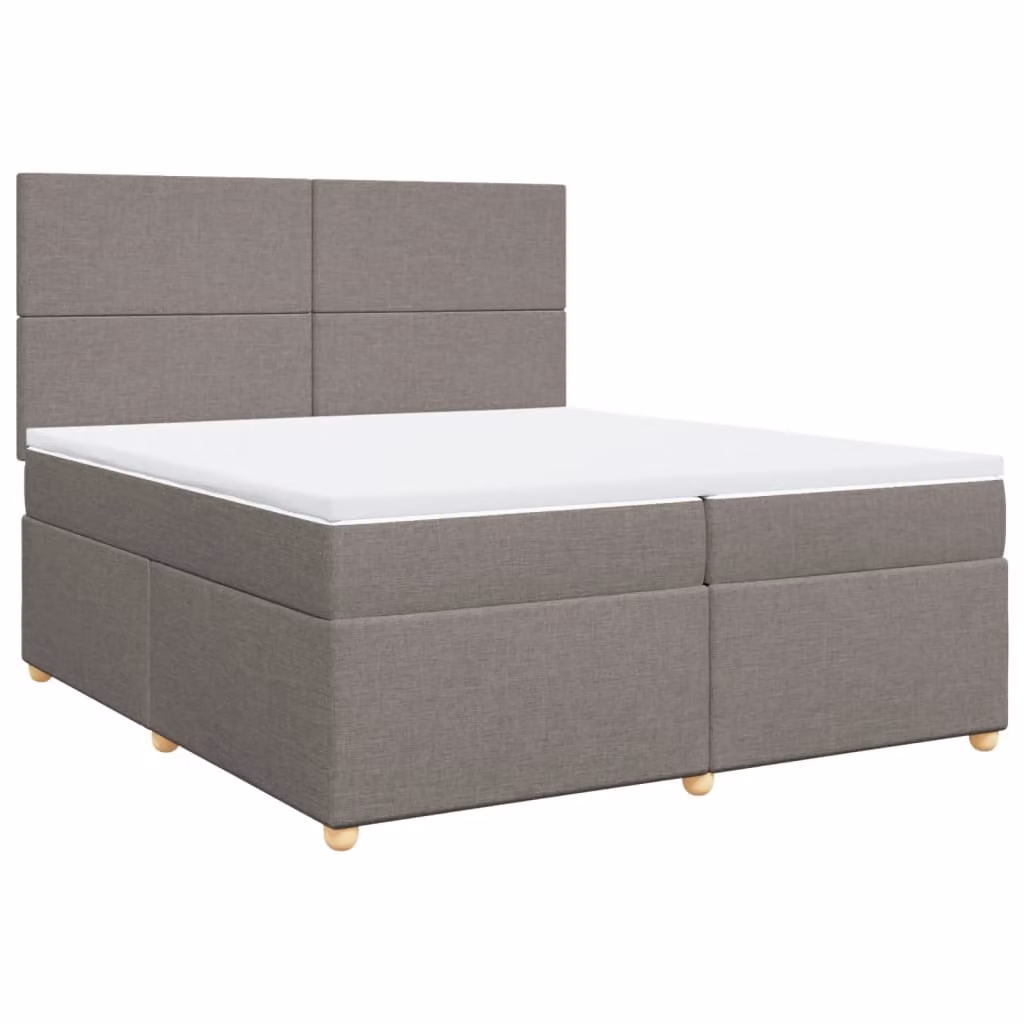 Letto a molle con materasso Taupe 200x200 cm in tessuto