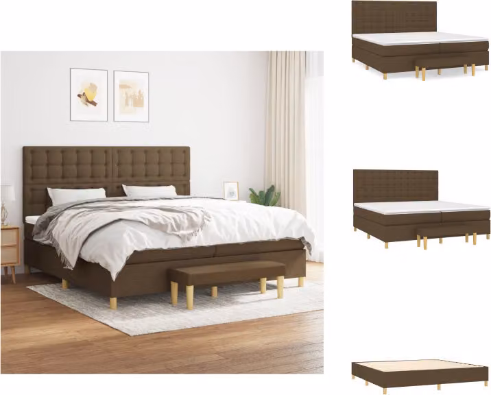 vidaXL Letto a molle con materasso in tessuto marrone scuro 200x200 cm - Letti e strutture letto