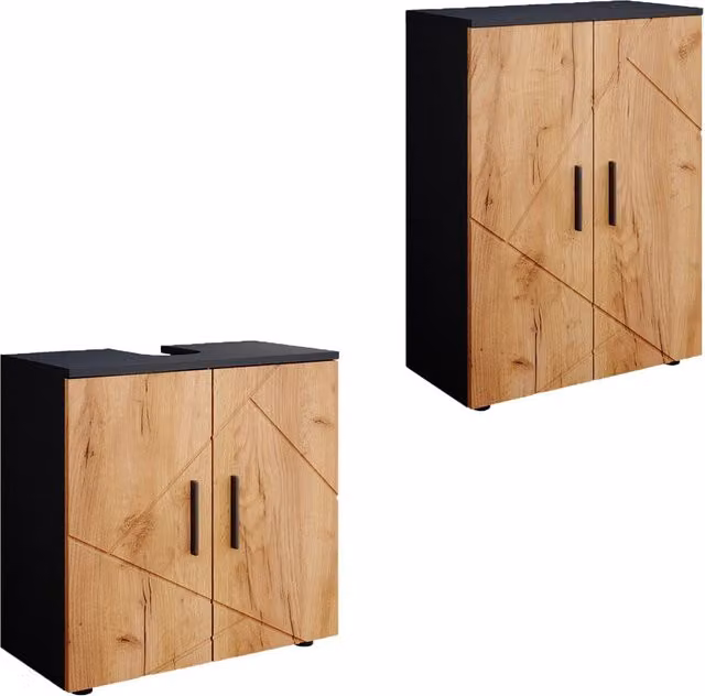Set di mobili da bagno Vicco Irma composto da 2 pezzi in Rovere dorato e Antracite con mobile lavabo e pensile – 1