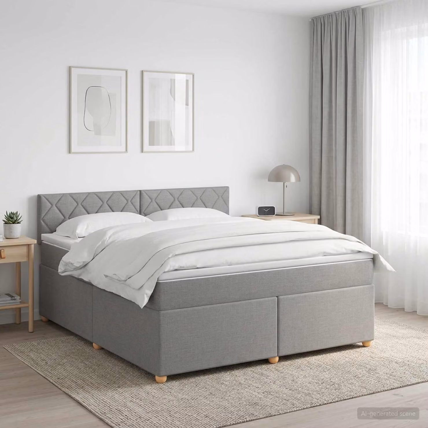 Letto box spring con materasso ibrido vidaXL Grigio Chiaro e Bianco L/P: 180 x 200 cm