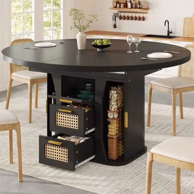 Tavolo da pranzo allungabile WISHDOR nero in MDF con finitura opaca, L: 118 cm, P: 77,1 cm, H: 75 cm