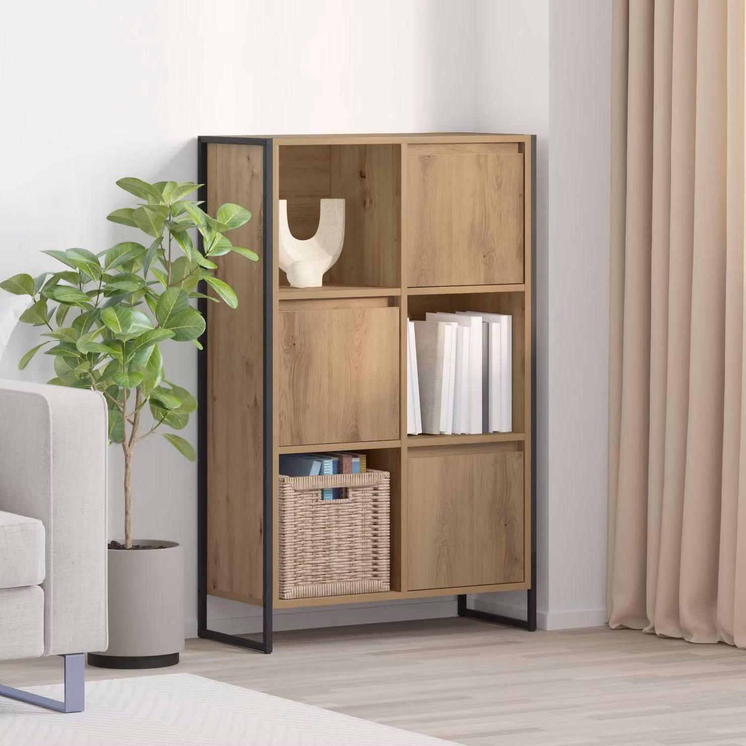 Armadio per libri stile industrial vidaXL in legno e metallo marrone L 68 cm x P 30 cm x H 108 cm