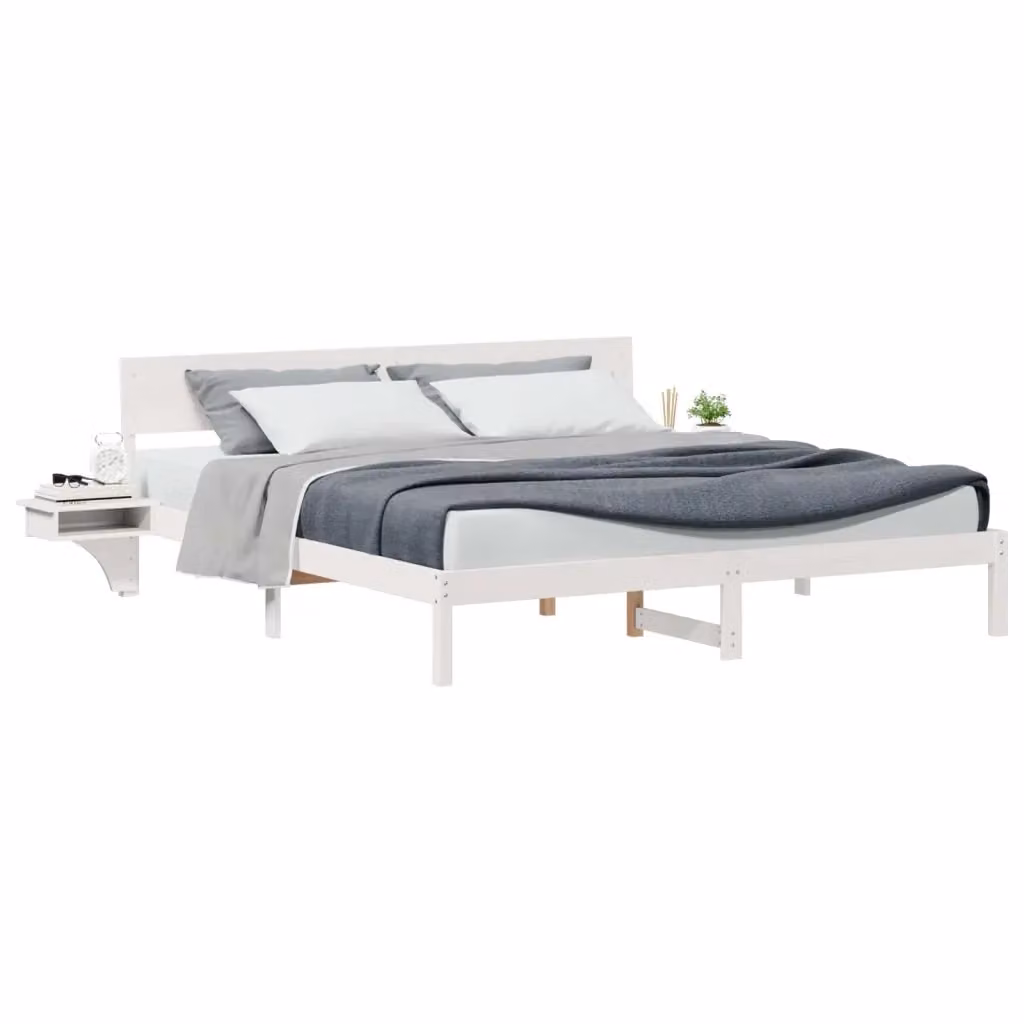 Struttura del letto vidaXL in pino massello bianco L/P: 200 x 200 cm – 2