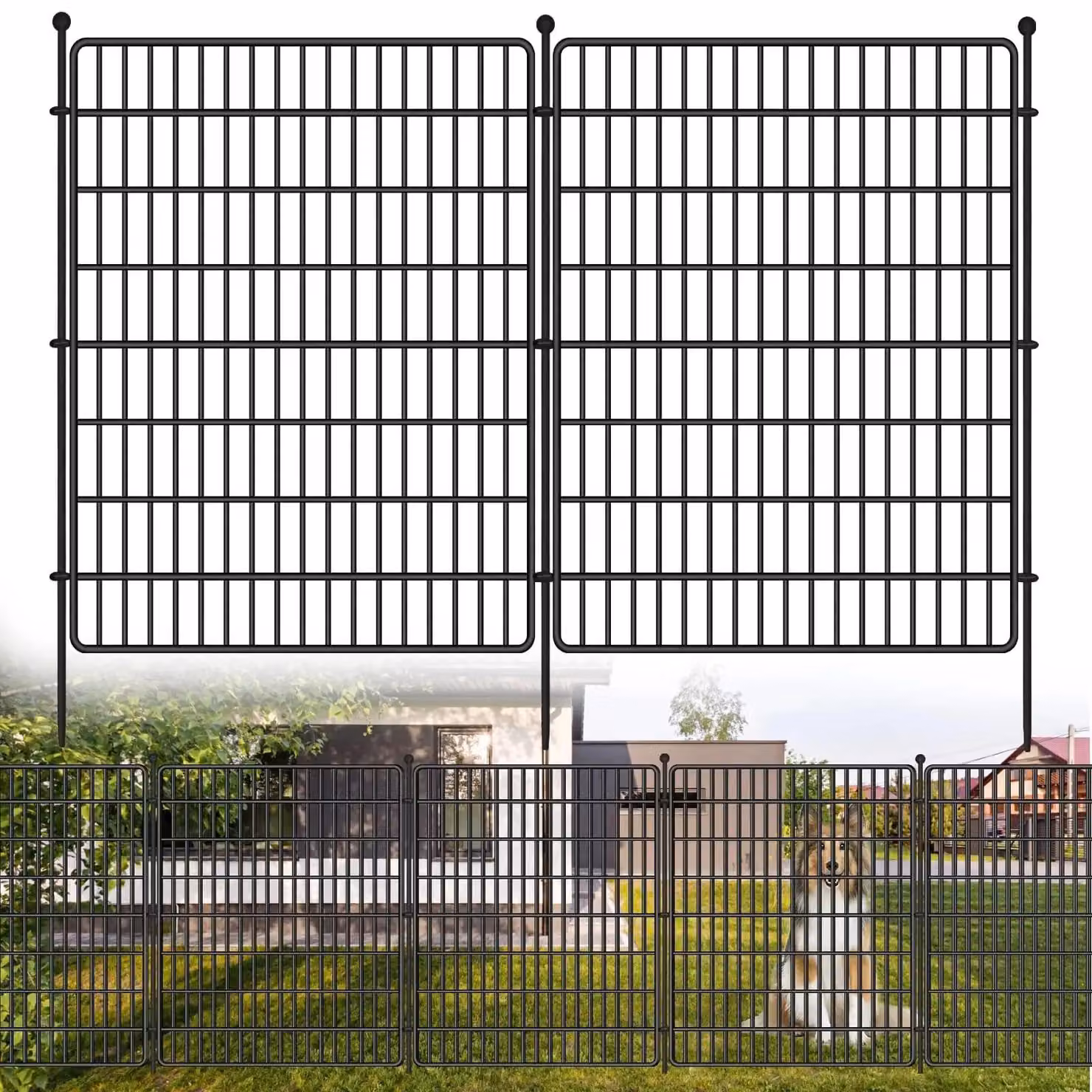Recinzione per giardino in metallo - Recinzione per animali, componibile - 15 pezzi - Senza necessità di scavo - Senza porta - 3,62 x 2,21 m