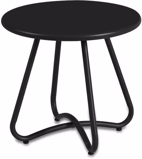 Ibenzoa® Tavolo da giardino – Tavolo servire rotondo in acciaio, nero, resistente agli agenti atmosferici e facile da pulire, con rivestimento in polvere, dotato di 4 piedini regolabili per livellamento