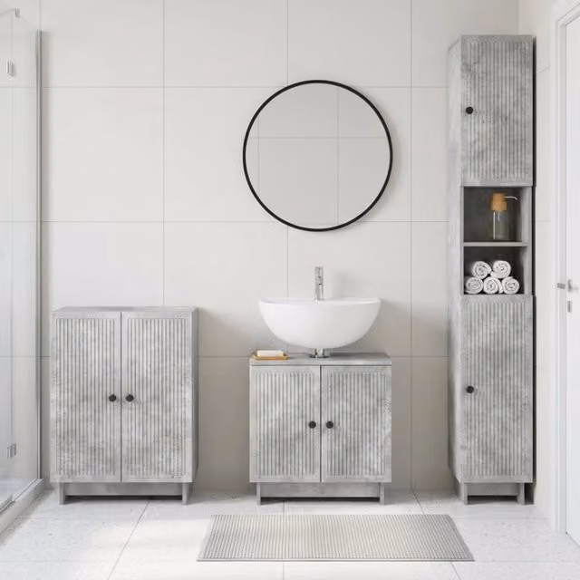 Set di armadietti da bagno in 3 pezzi EDE Grigio Cemento 3417417