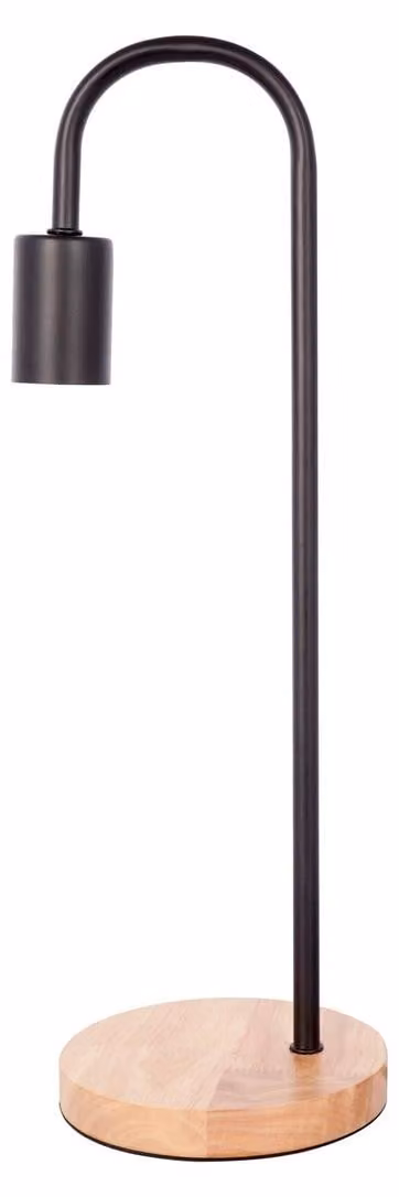 Lampada da tavolo Vinara in metallo cromato e legno