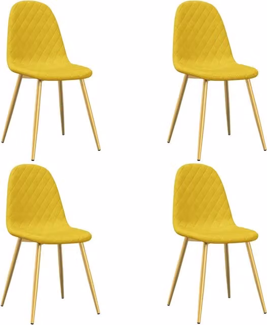 Sedie da Pranzo 4 pz | Sedie da cucina Giallo Senape in Velluto