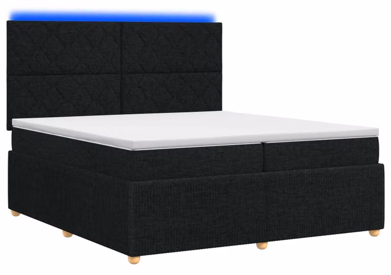 Letto boxspring LED con materasso nero 200 x 200 cm Tessuto