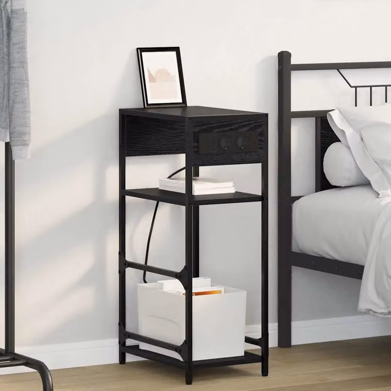Armadio da notte vidaXL in stile rustico, colore nero e marrone, L 40 cm x P 27 cm x H 76 cm