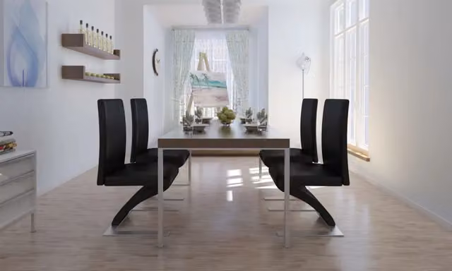 Sedie da Pranzo 4 pz Nere in Similpelle 160563