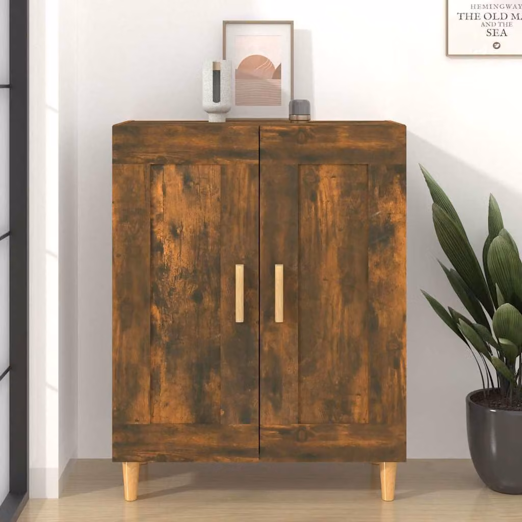 Credenza classica vidaXL in legno color rovere fumo, L: 69,5 cm, P: 34 cm, H: 90 cm