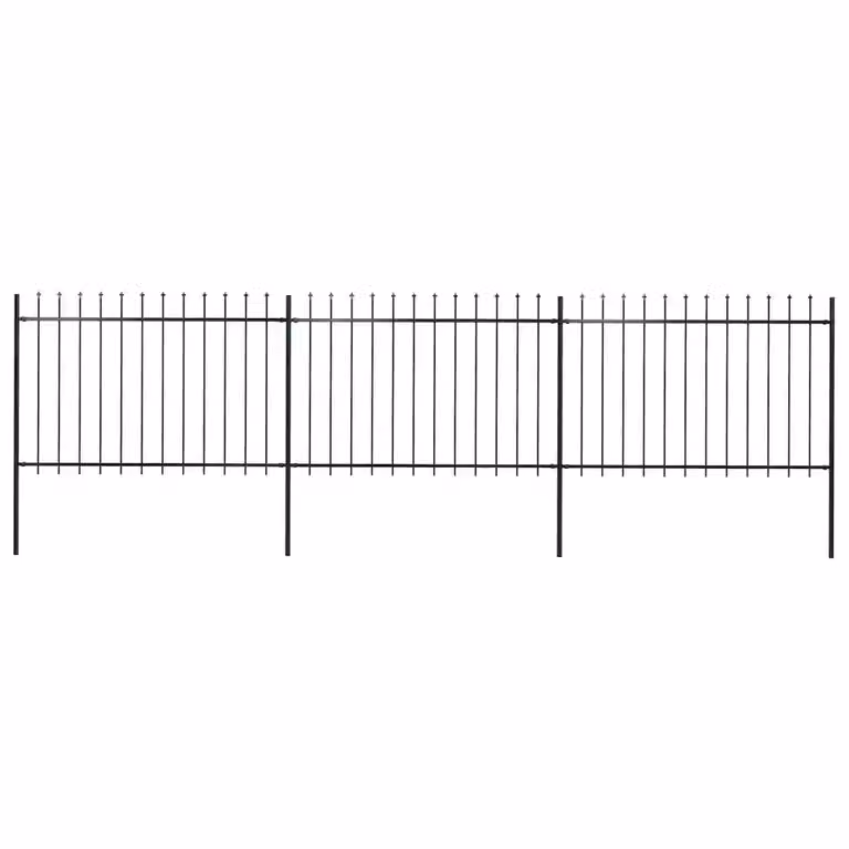 Recinzione da giardino vidaXL con punta a lancia in acciaio nero L: 504 cm, H: 120 cm