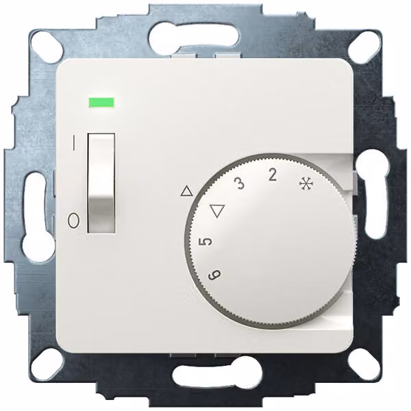 Regolatore ambiente da incasso Eberle UTE 1012, RAL 9010 lucido, 50x50 mm, temperatura 5-30 °C, 24 V CA