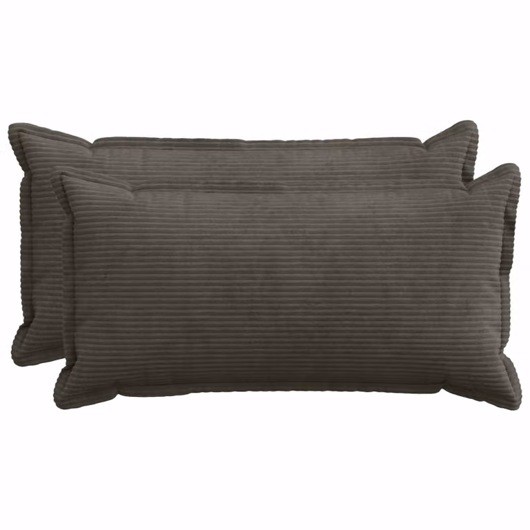 Set di 2 federe vidaXL HOUTEN in velluto a coste, colore antracite, L 40 cm x P 80 cm