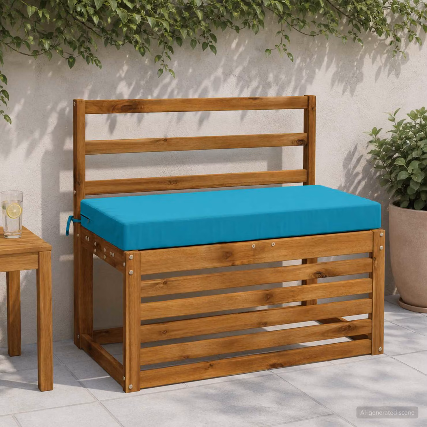 Set di 2 cuscini per panchina vidaXL in poliestere turchese, L 60 cm x P 40 cm x H 8 cm
