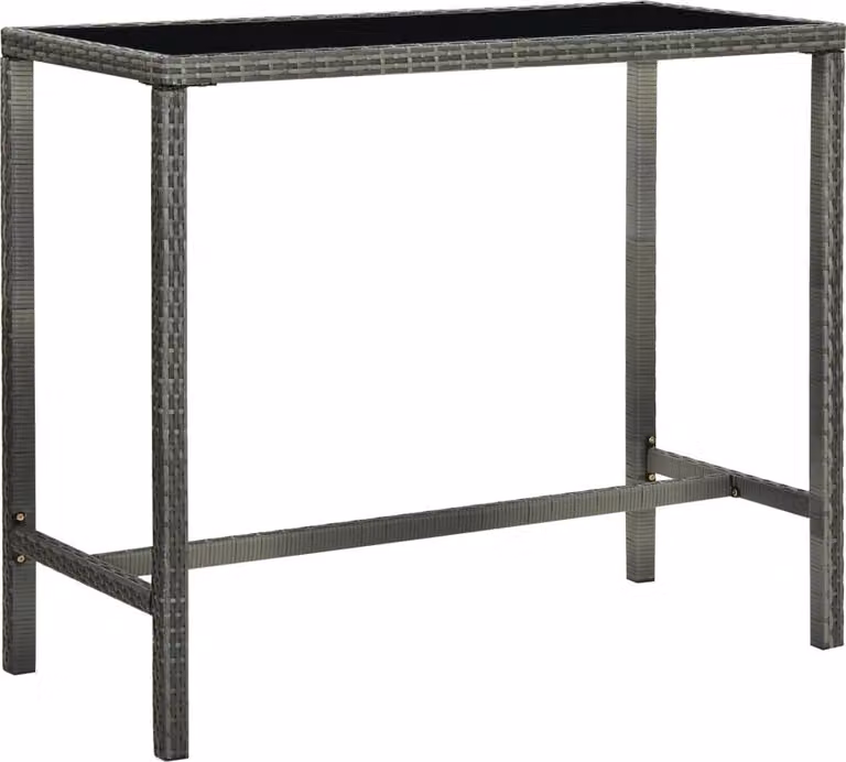 The Living Store Tavolo bar da giardino grigio 130x60x110 cm in poly rattan e vetro