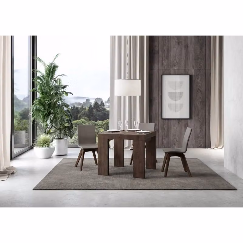 Tavolo da pranzo moderno Itamoby estensibile con piano in MDF laminato marrone L/P/H: 90 x 90/156/246 x 77 cm – 2
