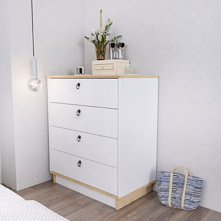 Skye Decor, Sahra - Bianco, Rovere, Comò, Bianco, 100% PANNELLI DI PARTICELLE RIVESTITI IN MELAMMINA, 72 x 42 x 83,1 cm