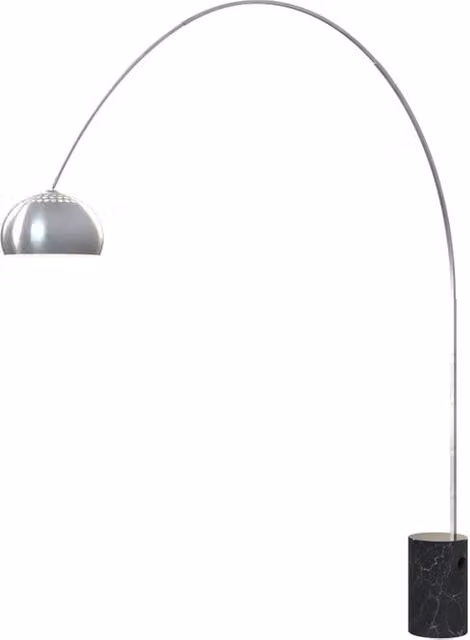 Piantana Contemporanea Turning Marmo Nero Cilindro Metallo Cromo 1 Luce E27