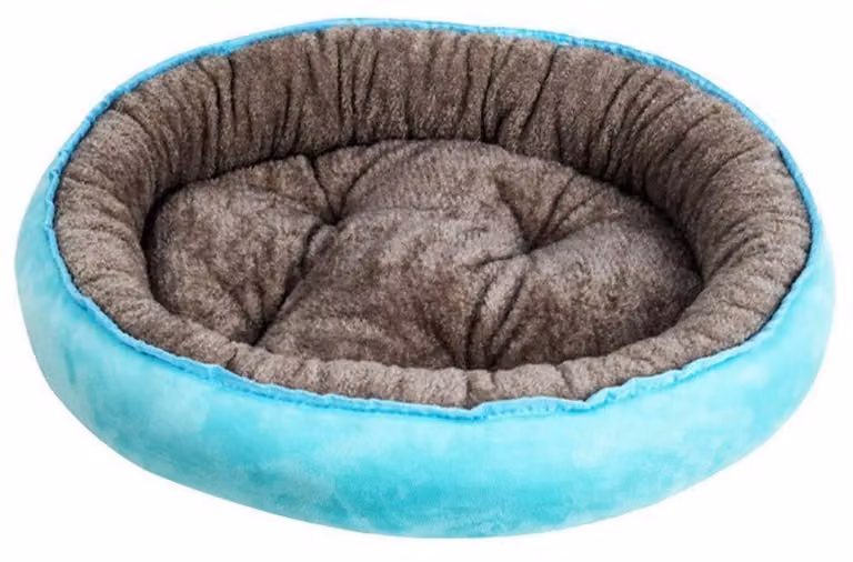 Cuccia per cani lavabile, forma rotonda, adatta a cani di piccola taglia e gatti, colore blu, taglia S (40x30 cm)