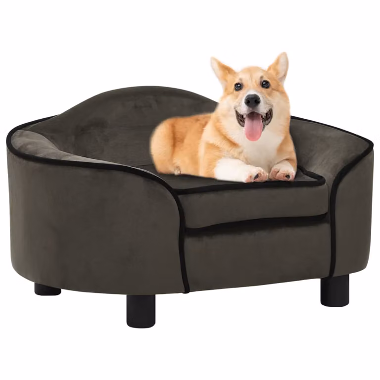 The Living Store Divano per cani grigio scuro 67x47x36 cm in peluche