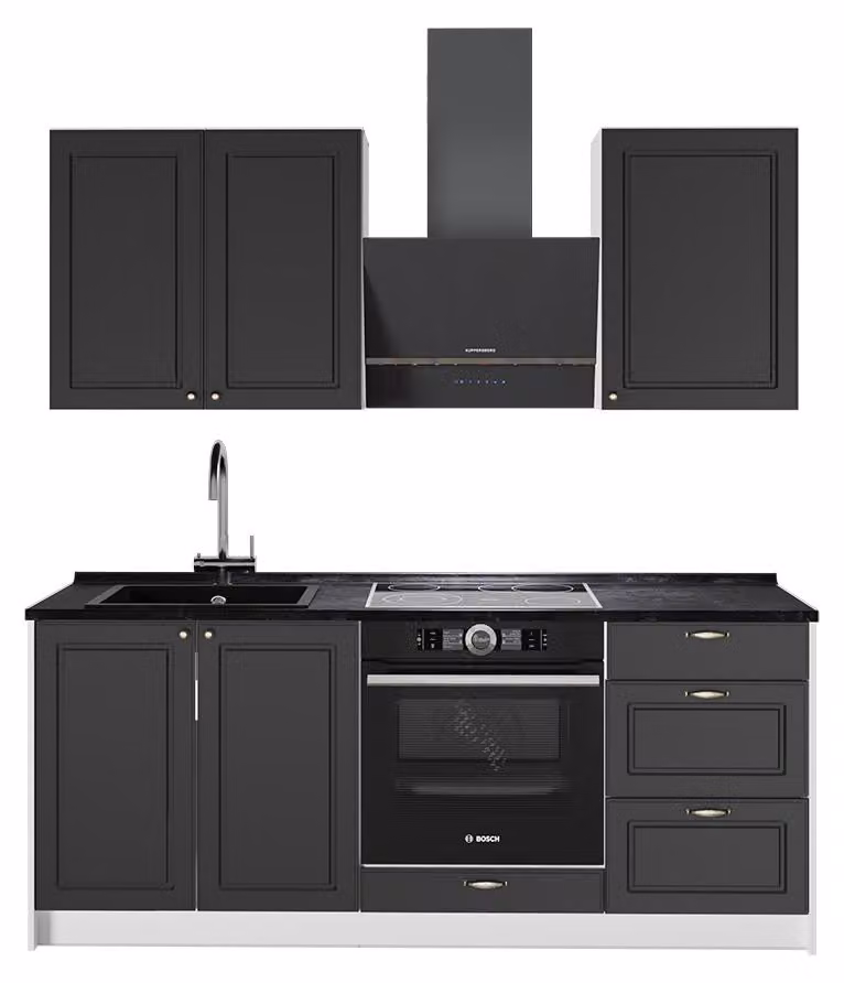 Cucina monoblocco Vicco Fame-Line Oro-antracite rustico/Bianco 190 cm senza piano di lavoro, Model 64902